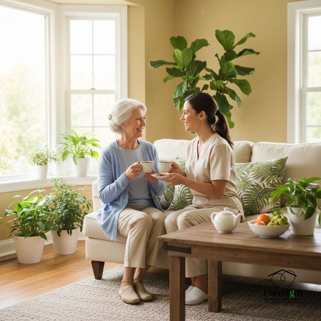 A Wellcare caregiver arriving for a morning visit
